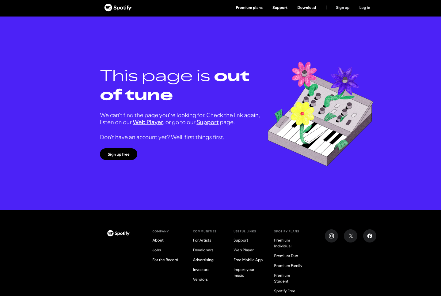 Spotify's 404 error page
