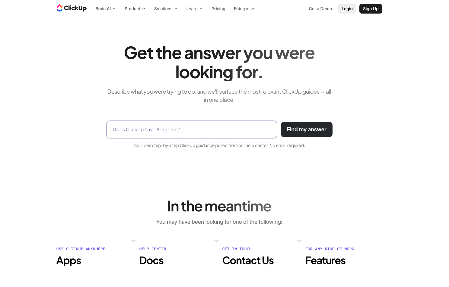 ClickUp 404 error page