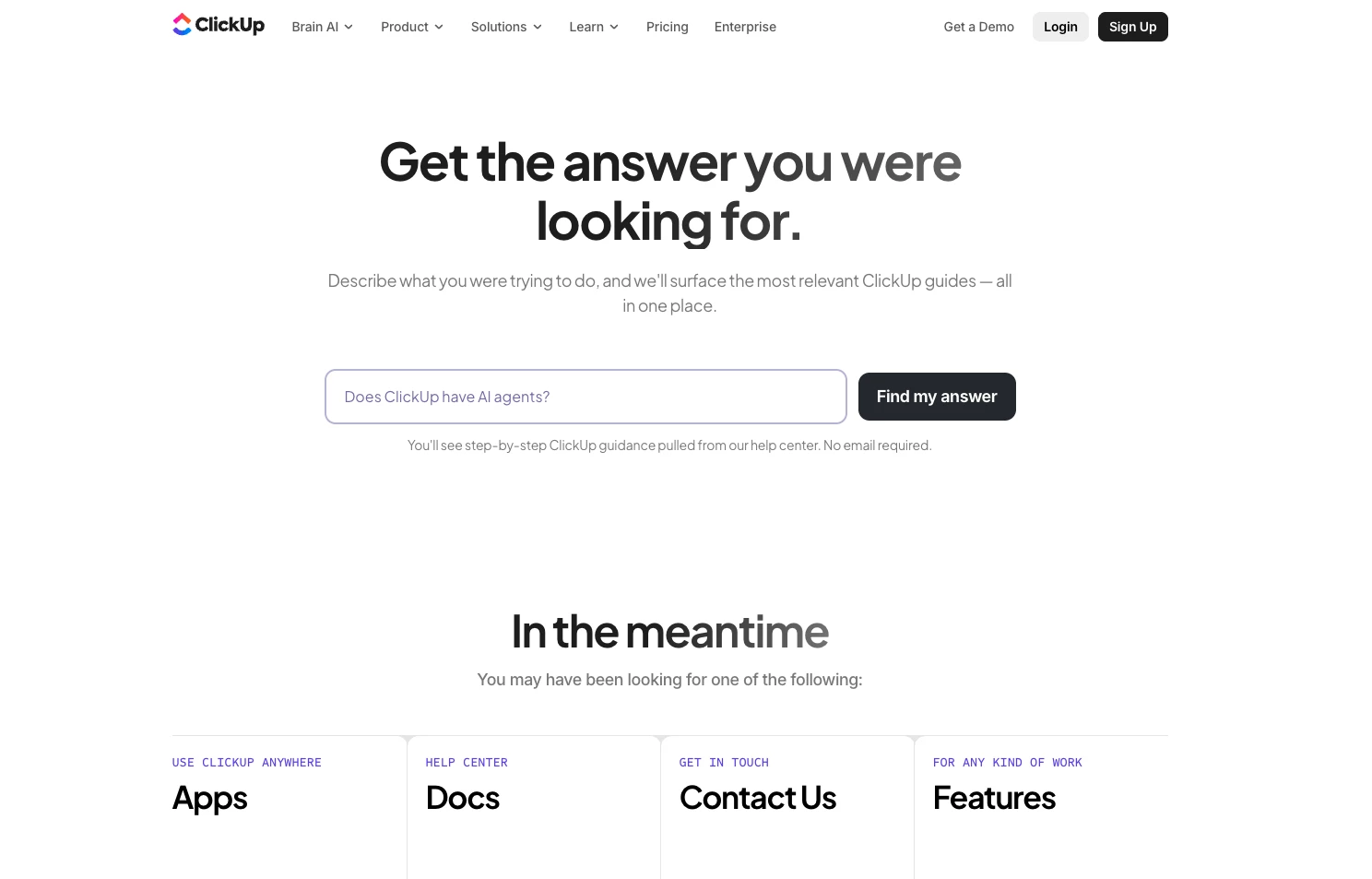 ClickUp 404 error page