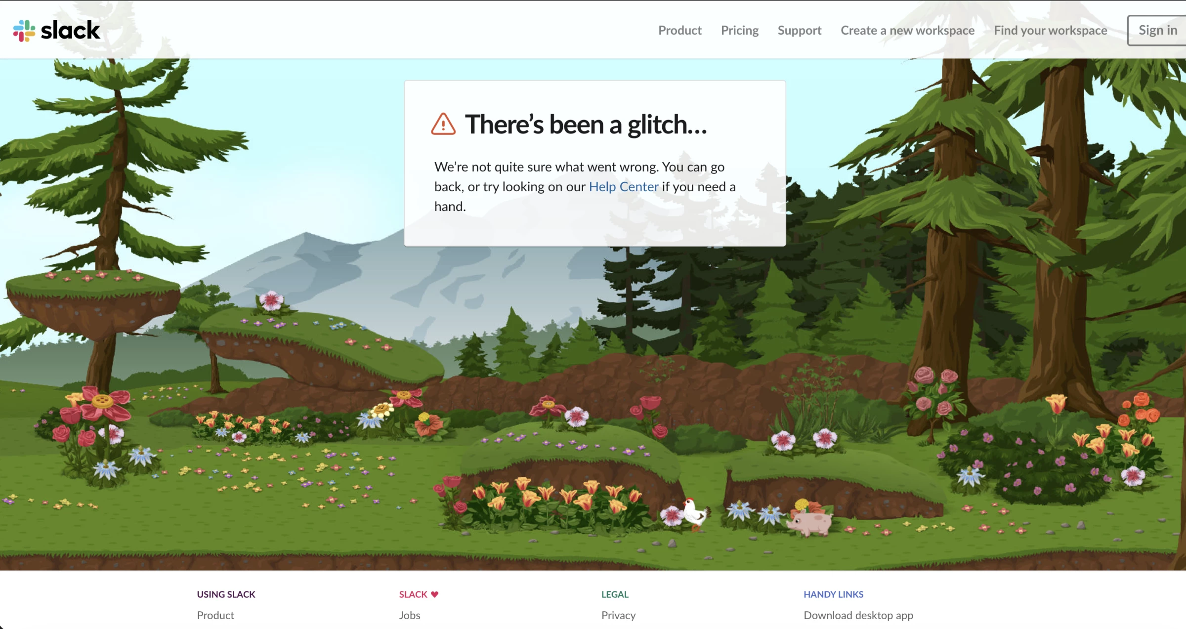 Slack's 404 error page