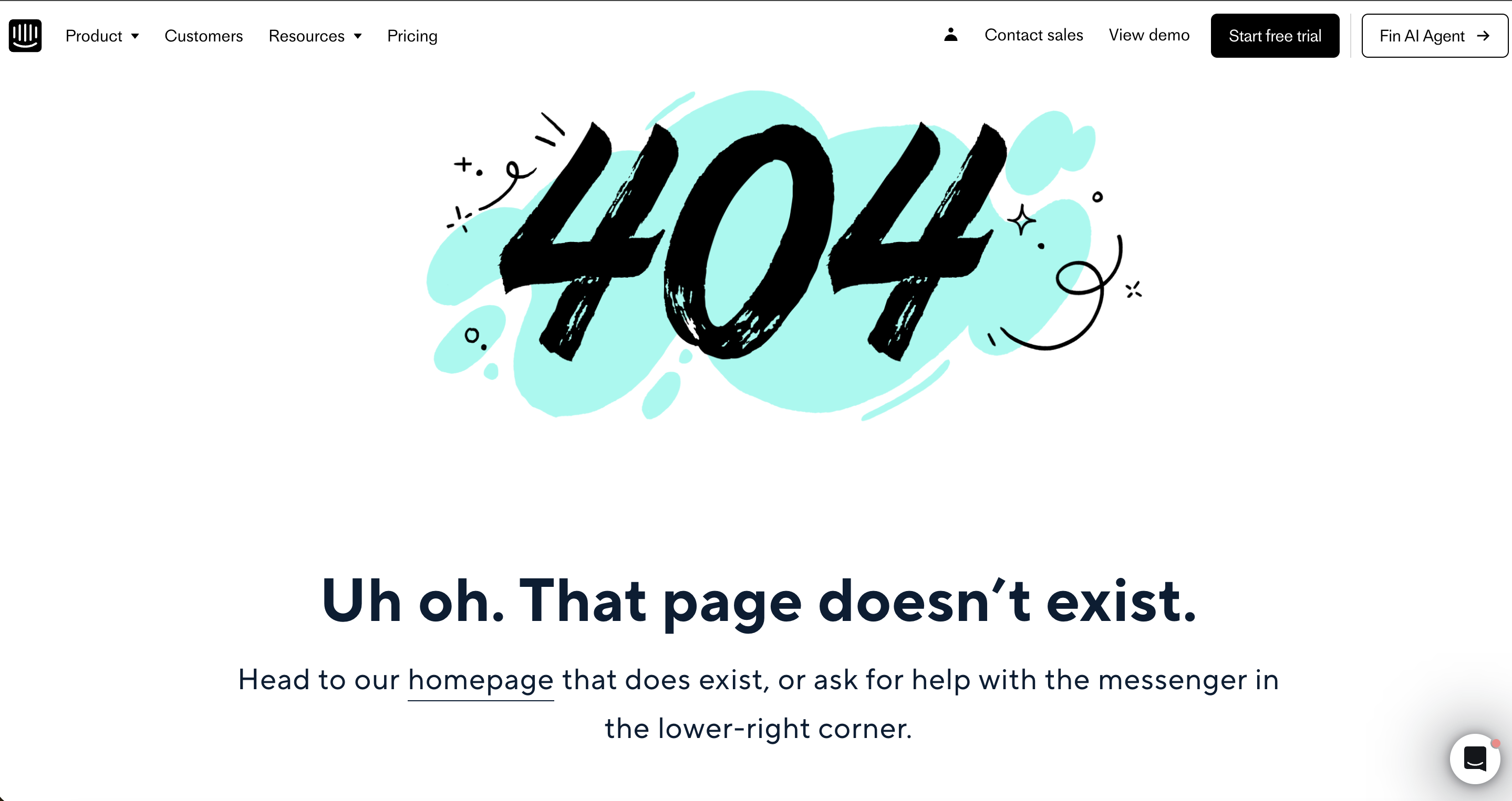 Intercom's 404 error page