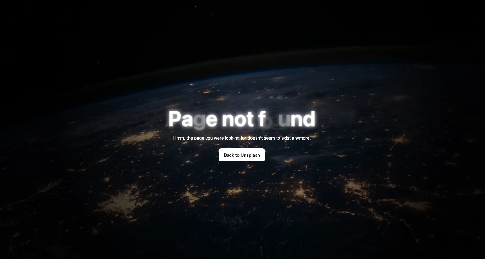 Unsplash's 404 error page
