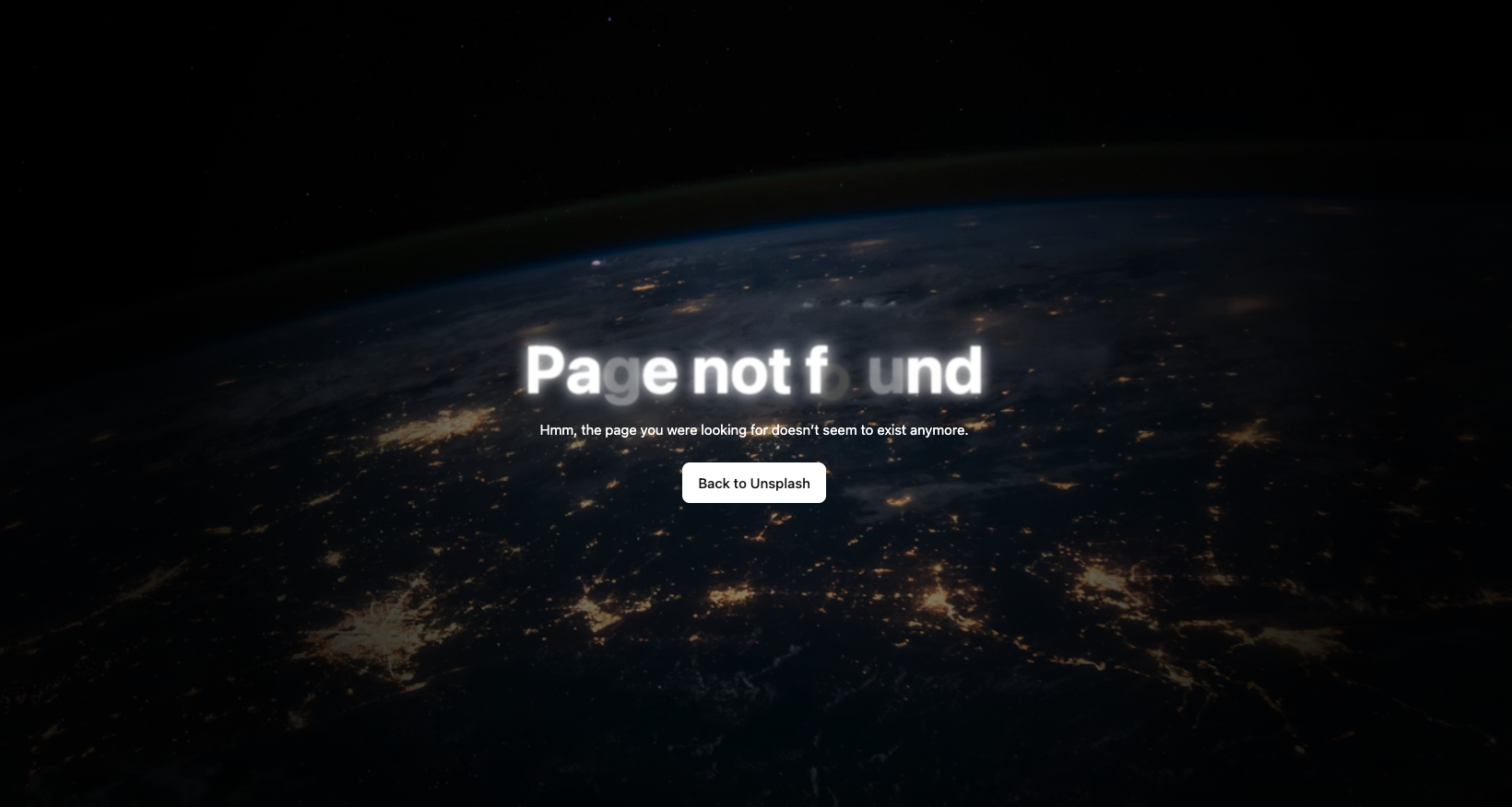 Unsplash's 404 error page