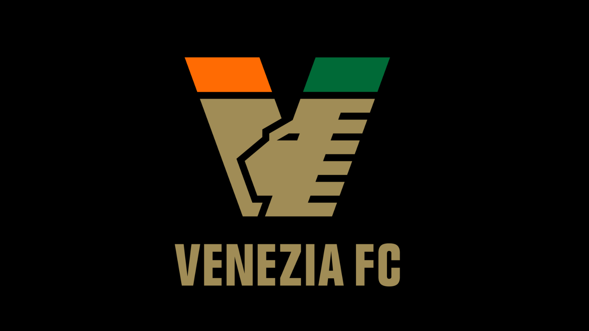 Venezia FC logo displayed on a black background.