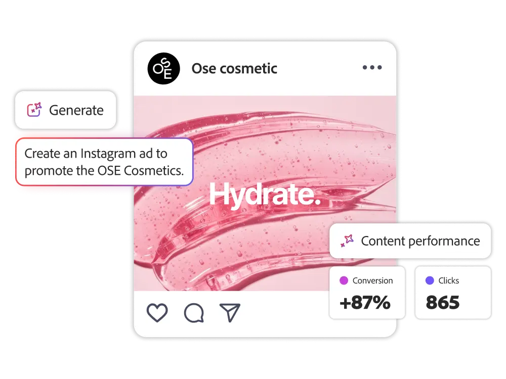 A screenshot of Adobe CX Enterprise showing its social campaign measurement capabilities
