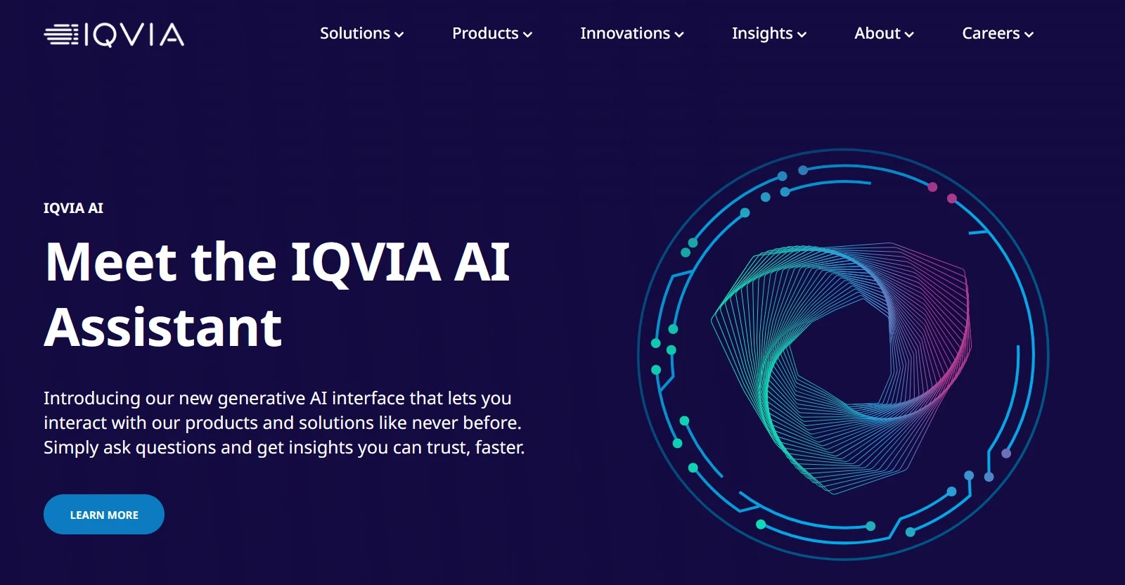 IQVIA B2B healthcare data provider homepage.