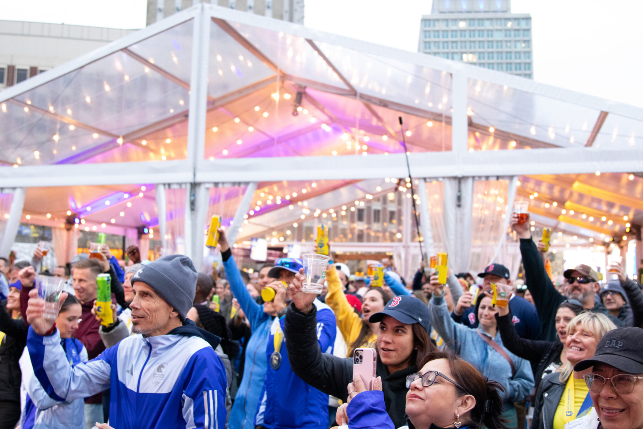 Samuel Adams' beer garden at the 2026 Boston Marathon