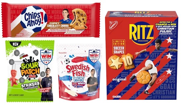 Chips Ahoy!, Ritz Crackers, Sour Patch Kids, Swedish Fish World Cup product range