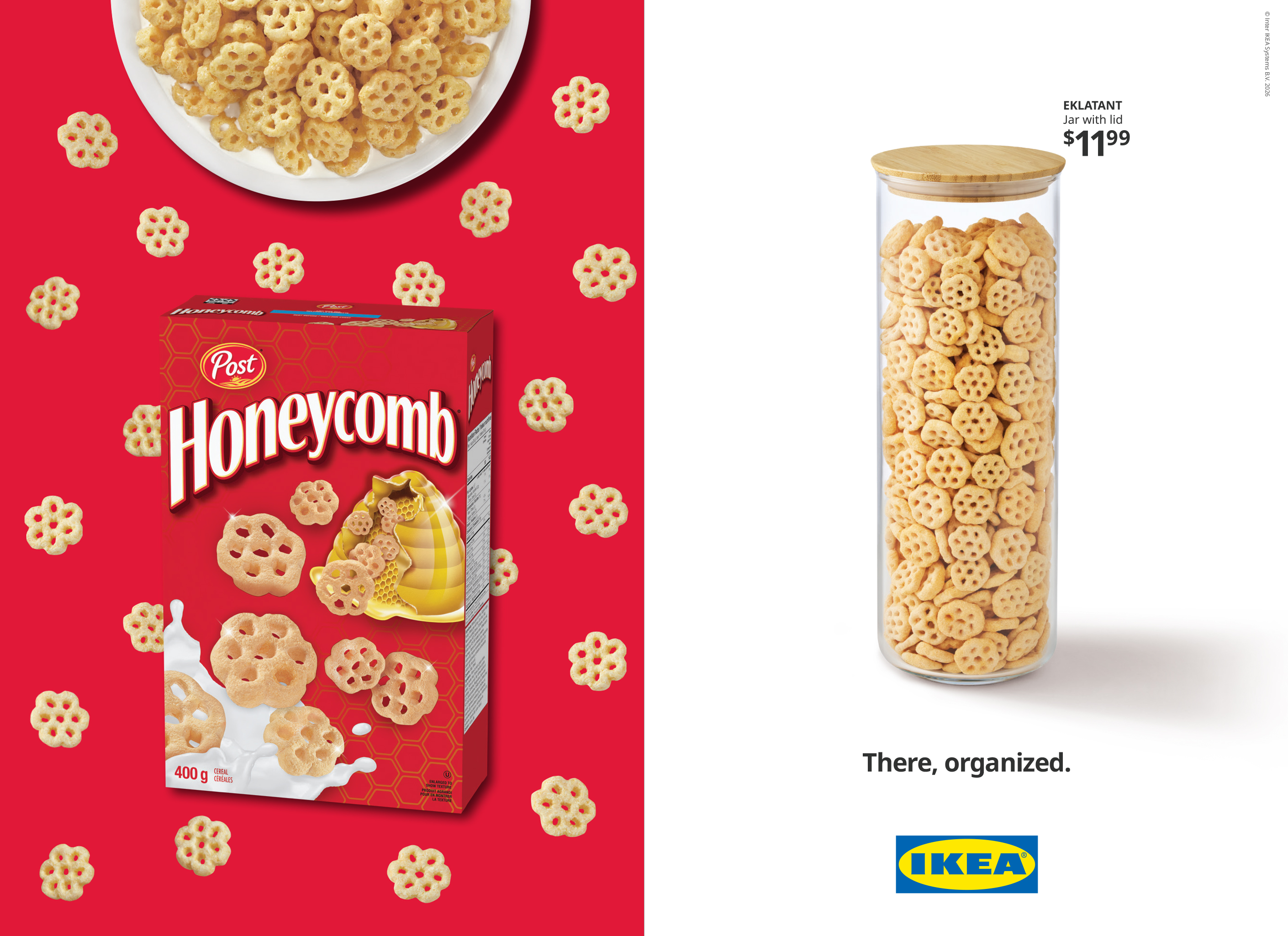 Honeycomb cereal organized into an IKEA jar