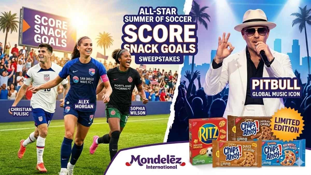 Mondelēz's 'Summer of Soccer' poster with celebrity and athlete partnerships