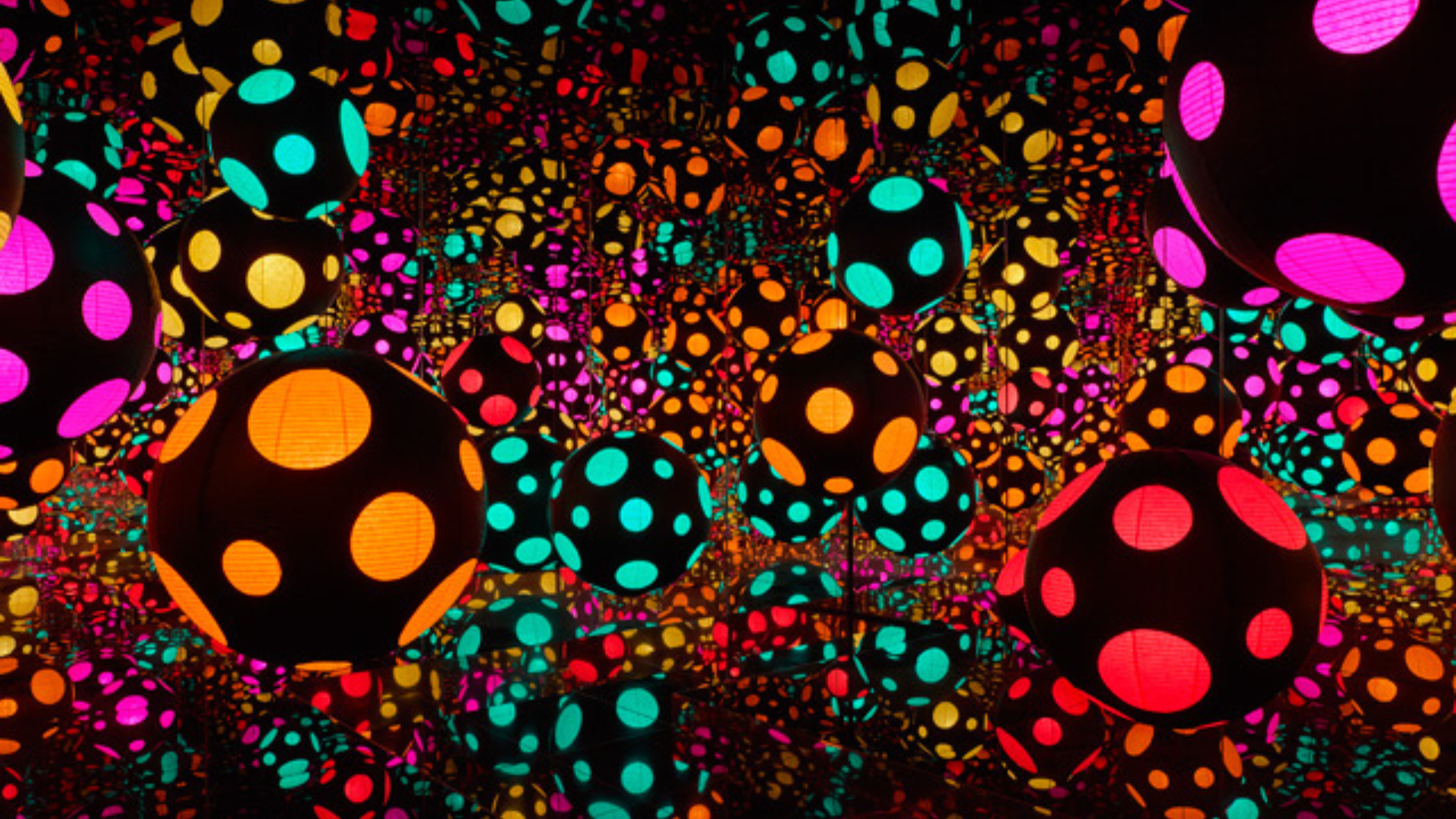 Kusama's Infinity Mirrored Room with glowing paper lanterns