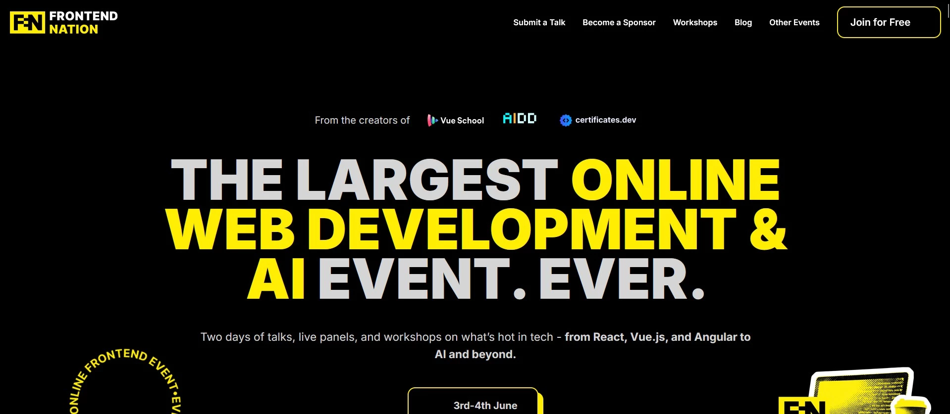 Frontend Nation homepage