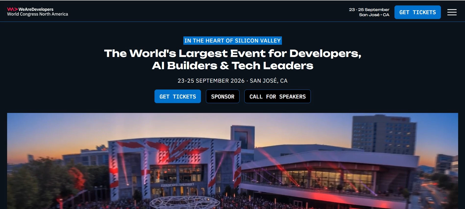 WeAreDevelopers event homepage