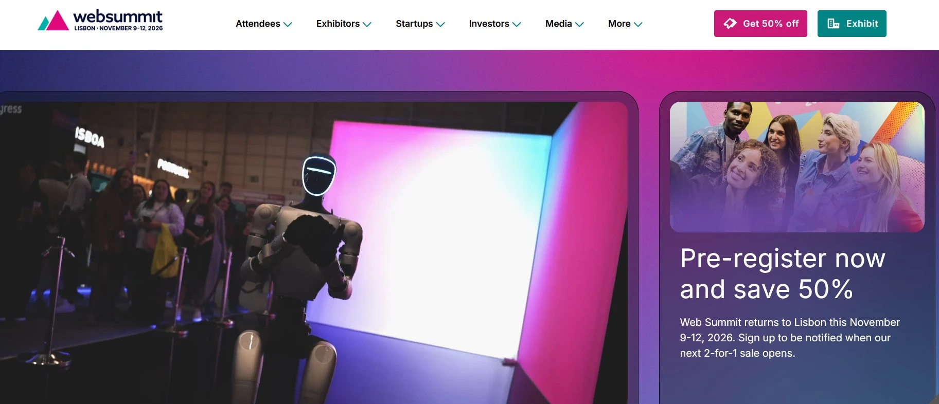Web Summit event homepage