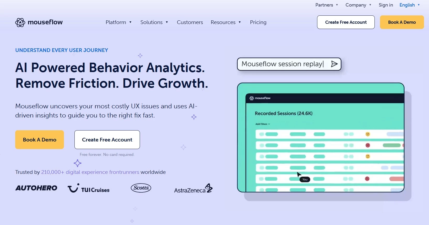 Mouseflow homepage