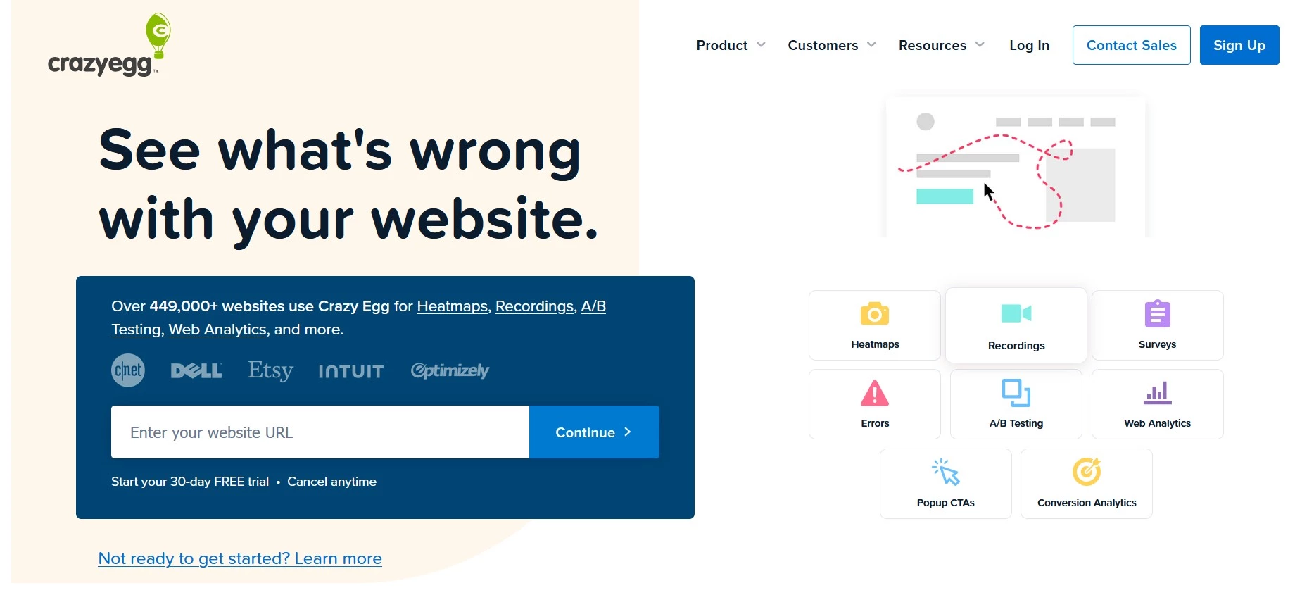 Crazy Egg homepage