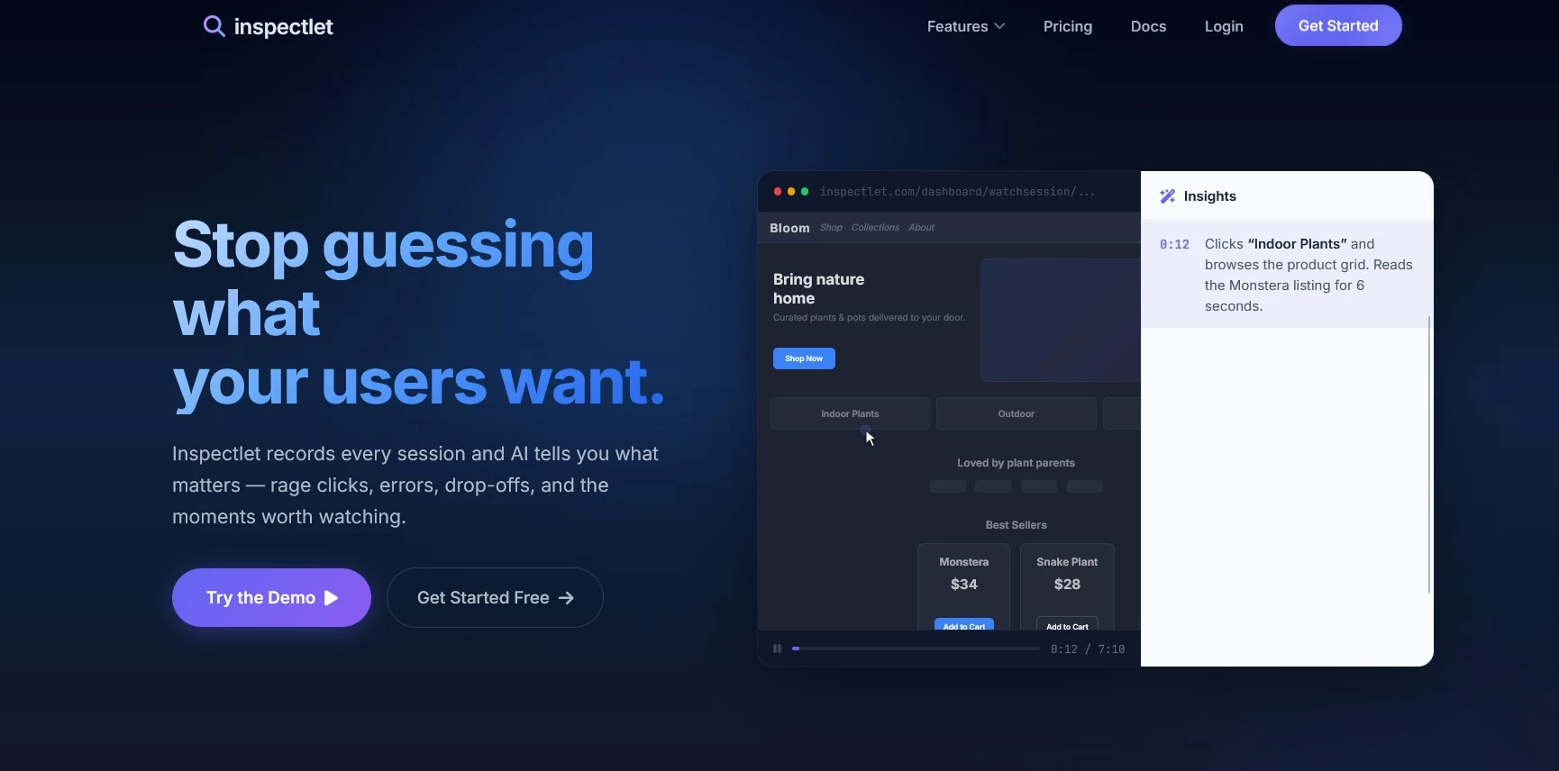 Inspectlet homepage