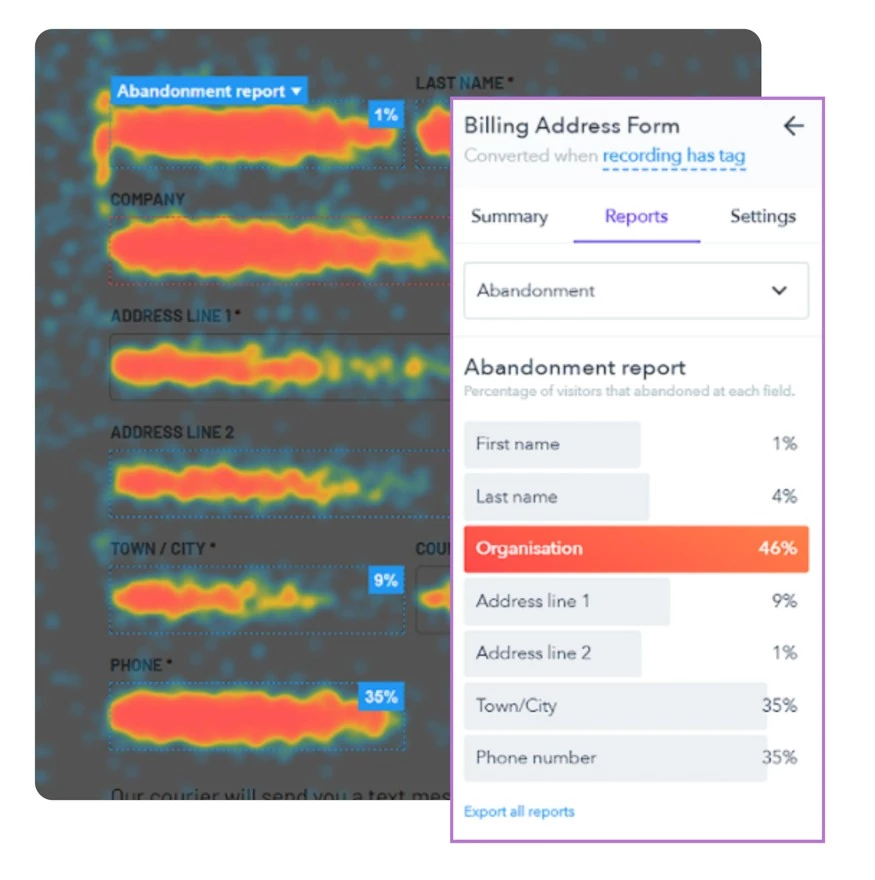 Lucky Orange Form Analytics heatmap