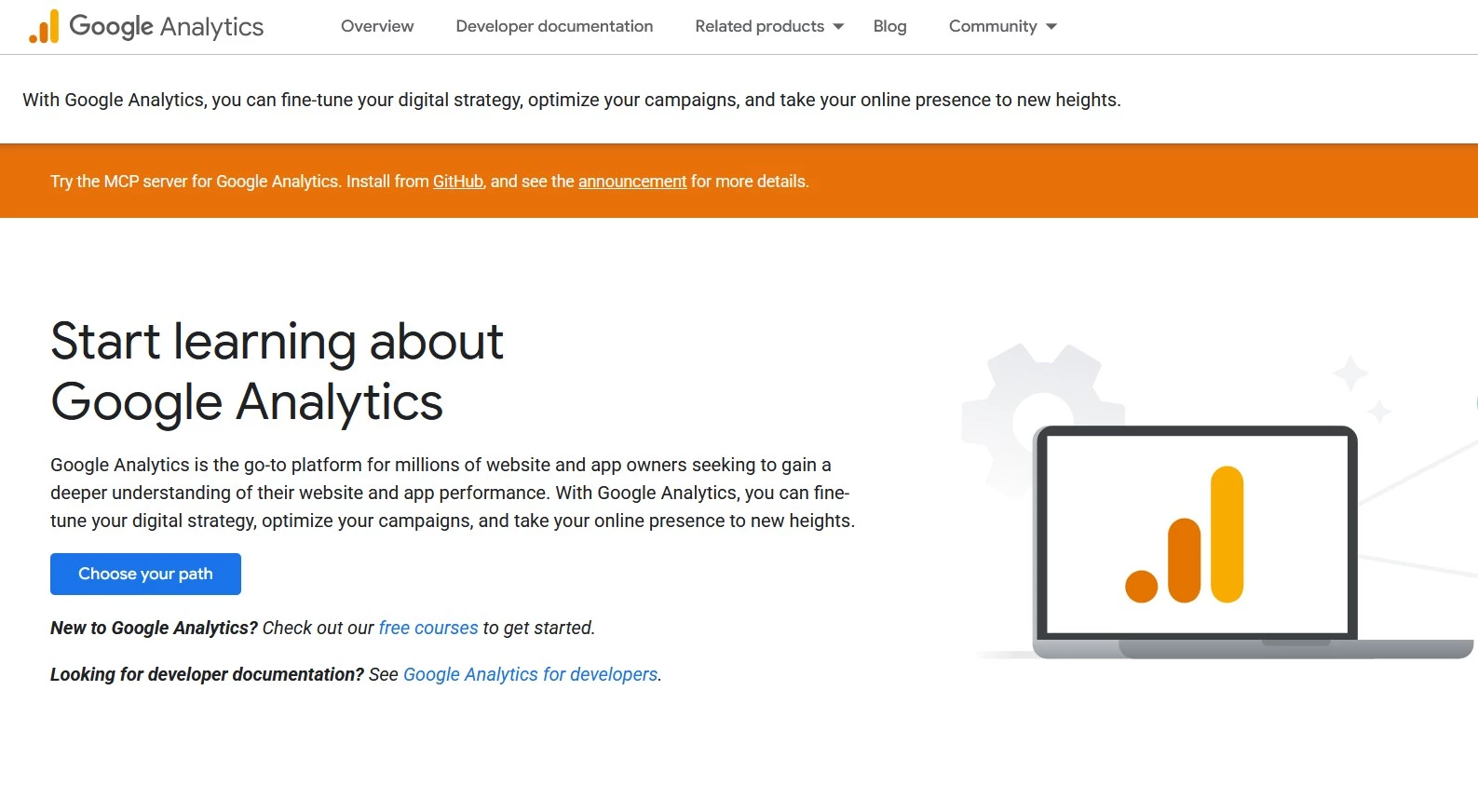 Google Analytics homepage
