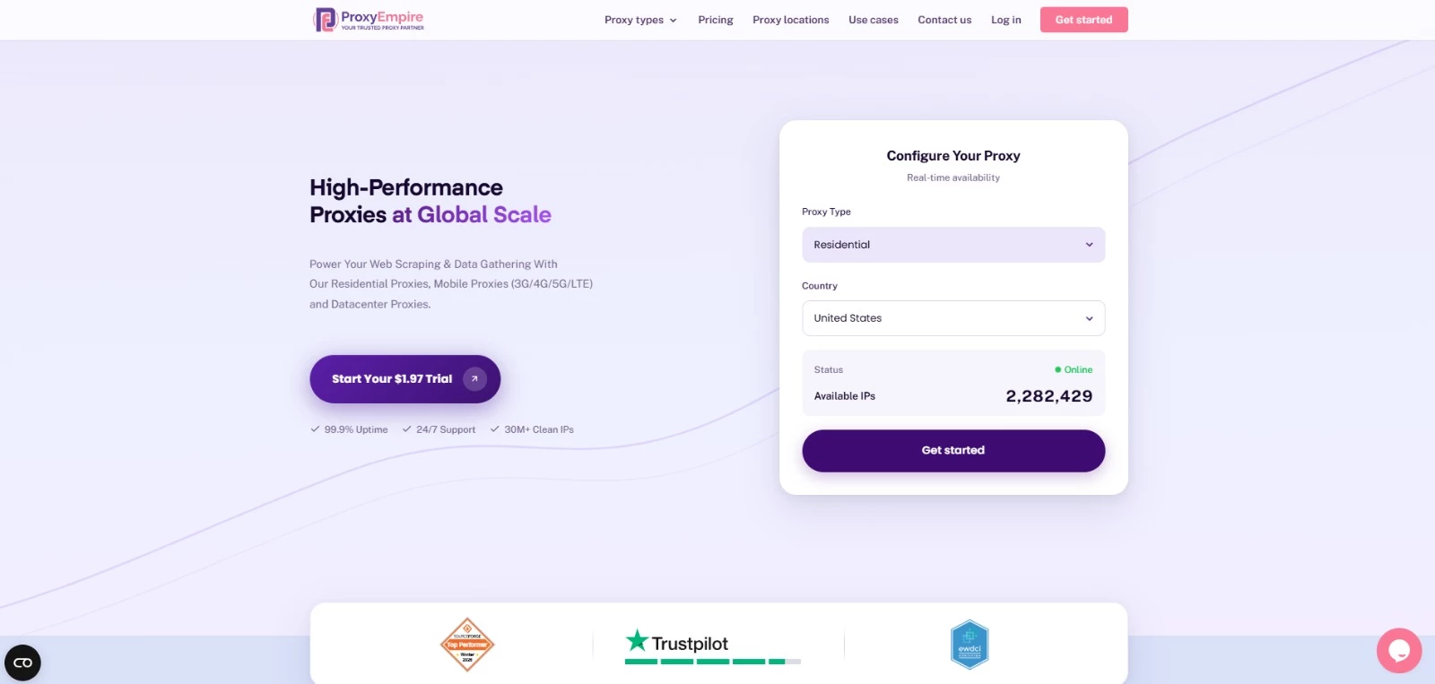 ProxyEmpire homepage