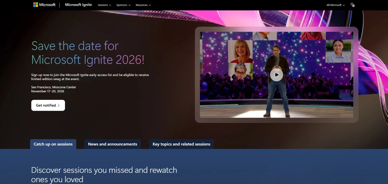 Microsoft Ignite homepage