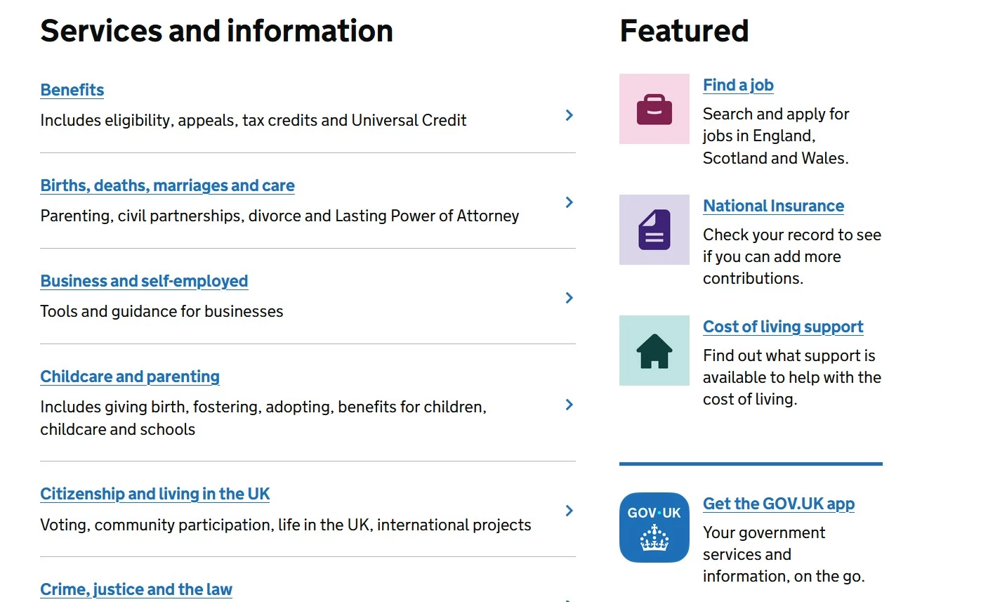 UK.GOV UK.Gov homepage