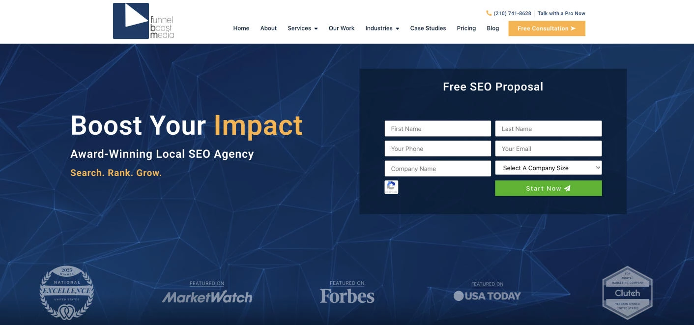 Funnel Boost Media Homepage
