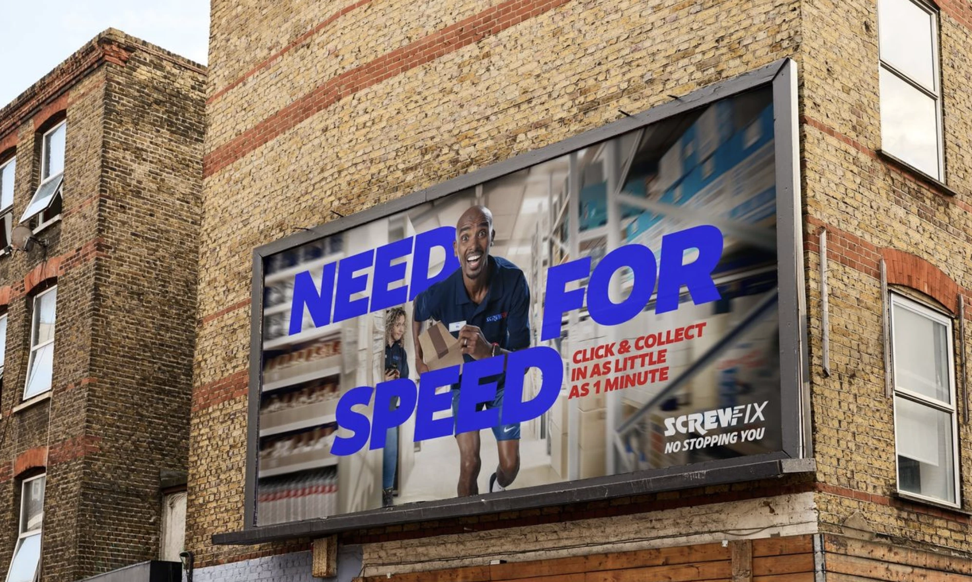 Screwfix's OOH ad with Sir Mo Farah | Source: Screwfix Screwfix's OOH ad with Sir Mo Farah | Source: Screwfix