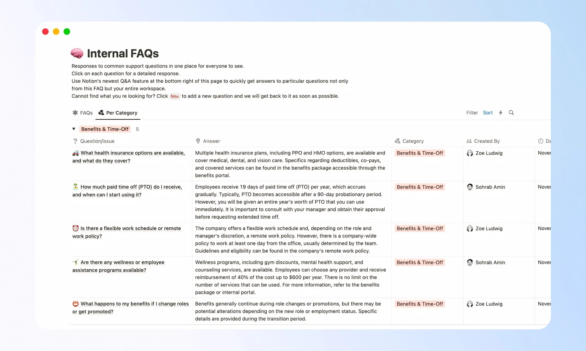 Notion FAQ Template