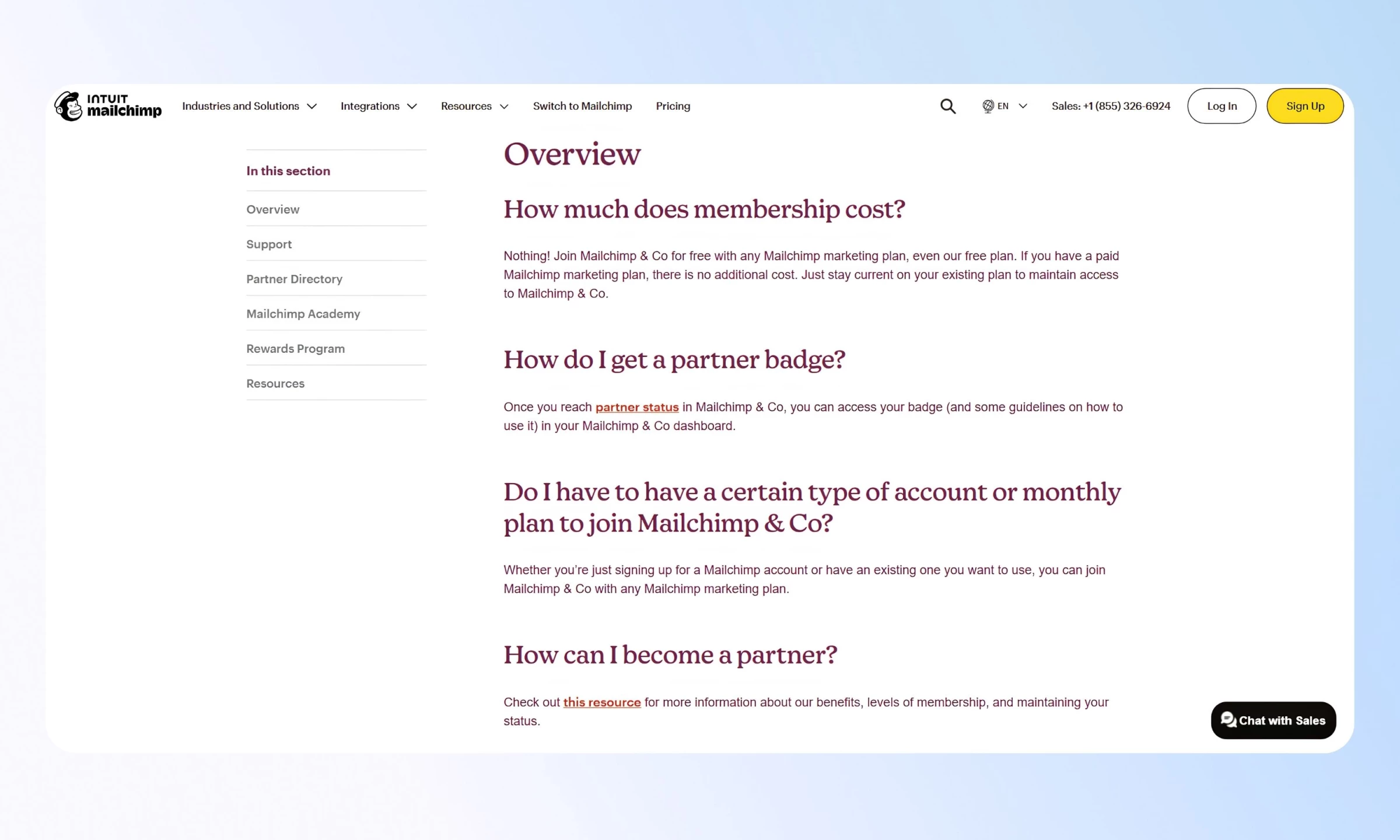 Mailchimp FAQ Pattern