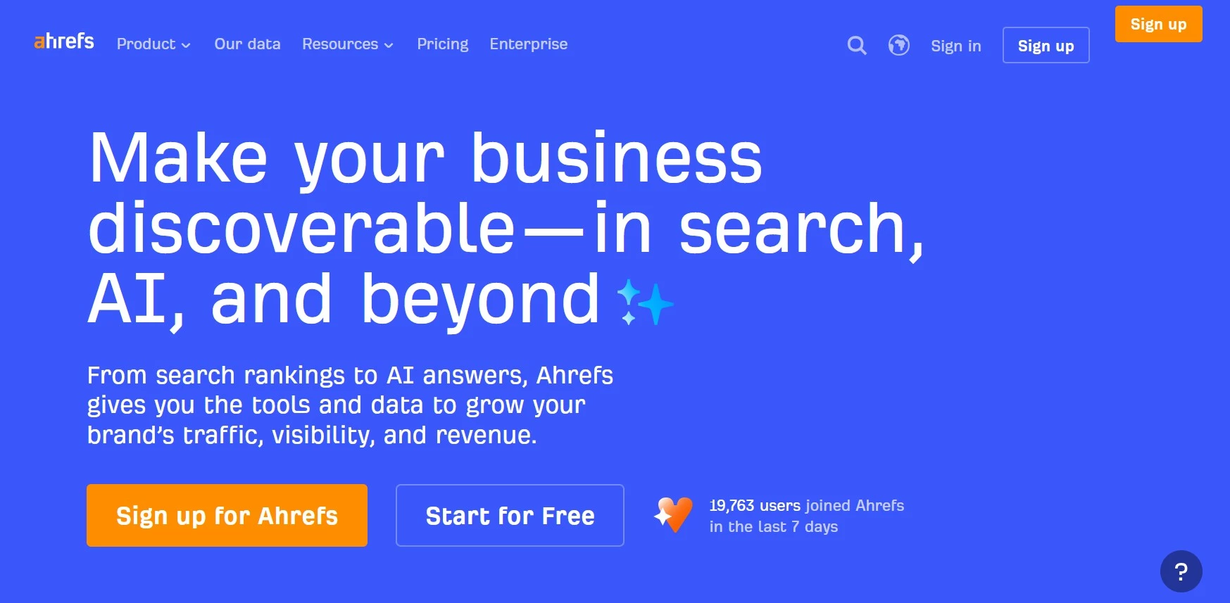 Ahrefs Ahref's homepage