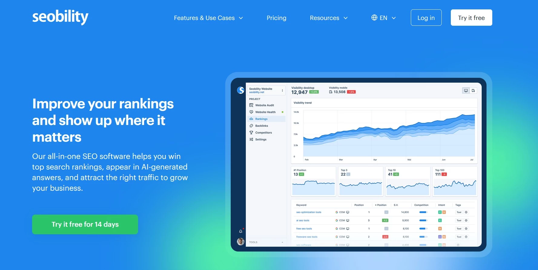Seobility Seobility backlink checker homepage