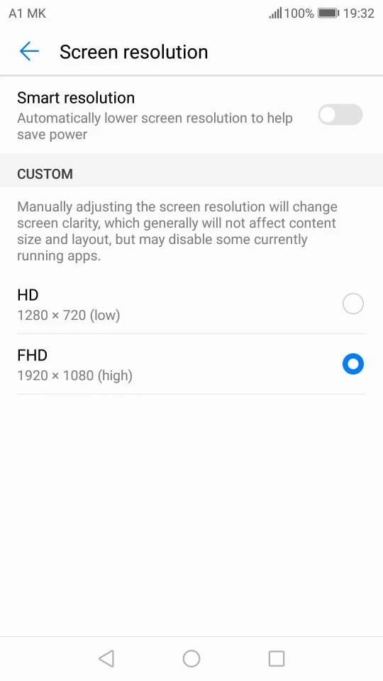 FHD screen resolution