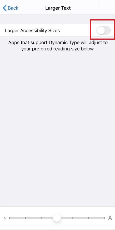 larger accessibility sizes on iPhone
