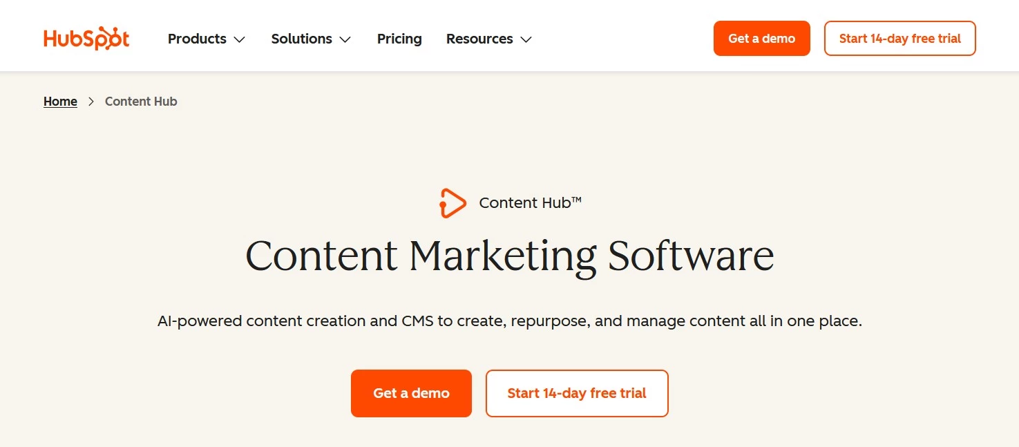 Hubspot homepage