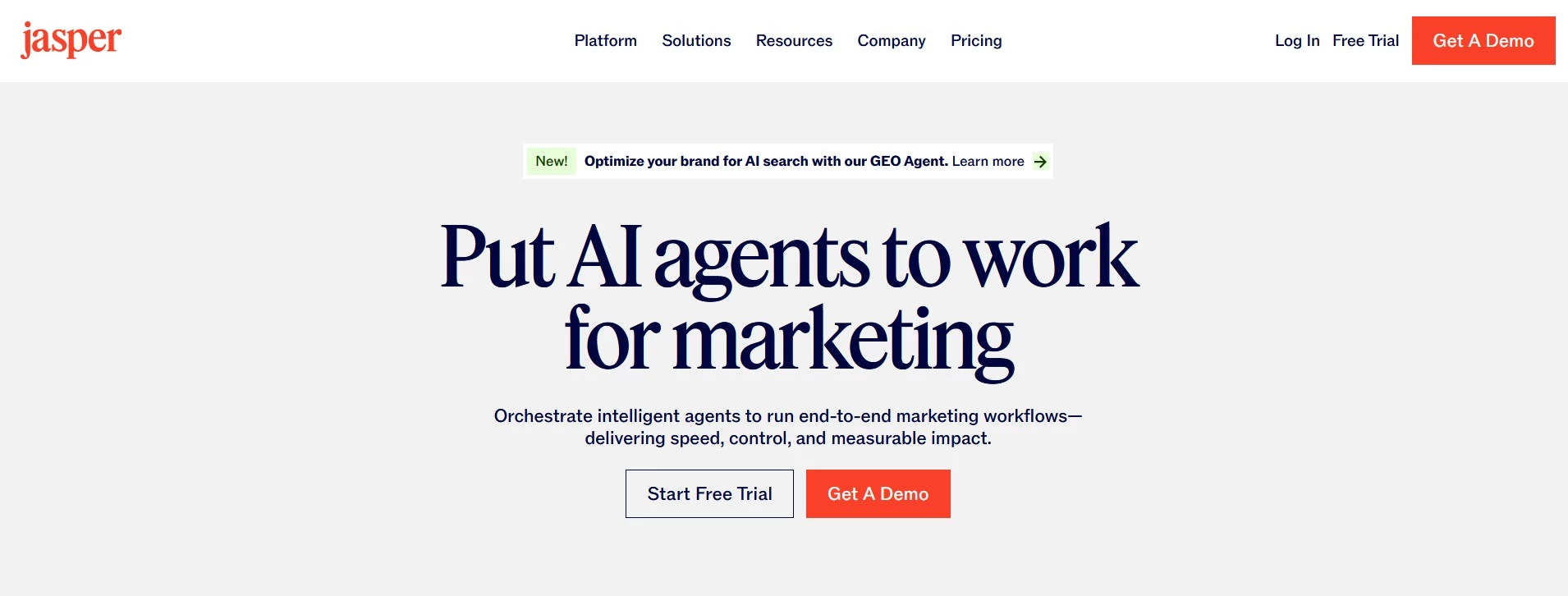 Jasper AI copywriting tool homepage screenshot