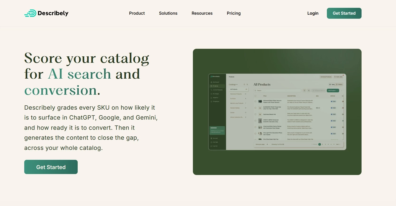 Describely homepage screenshot