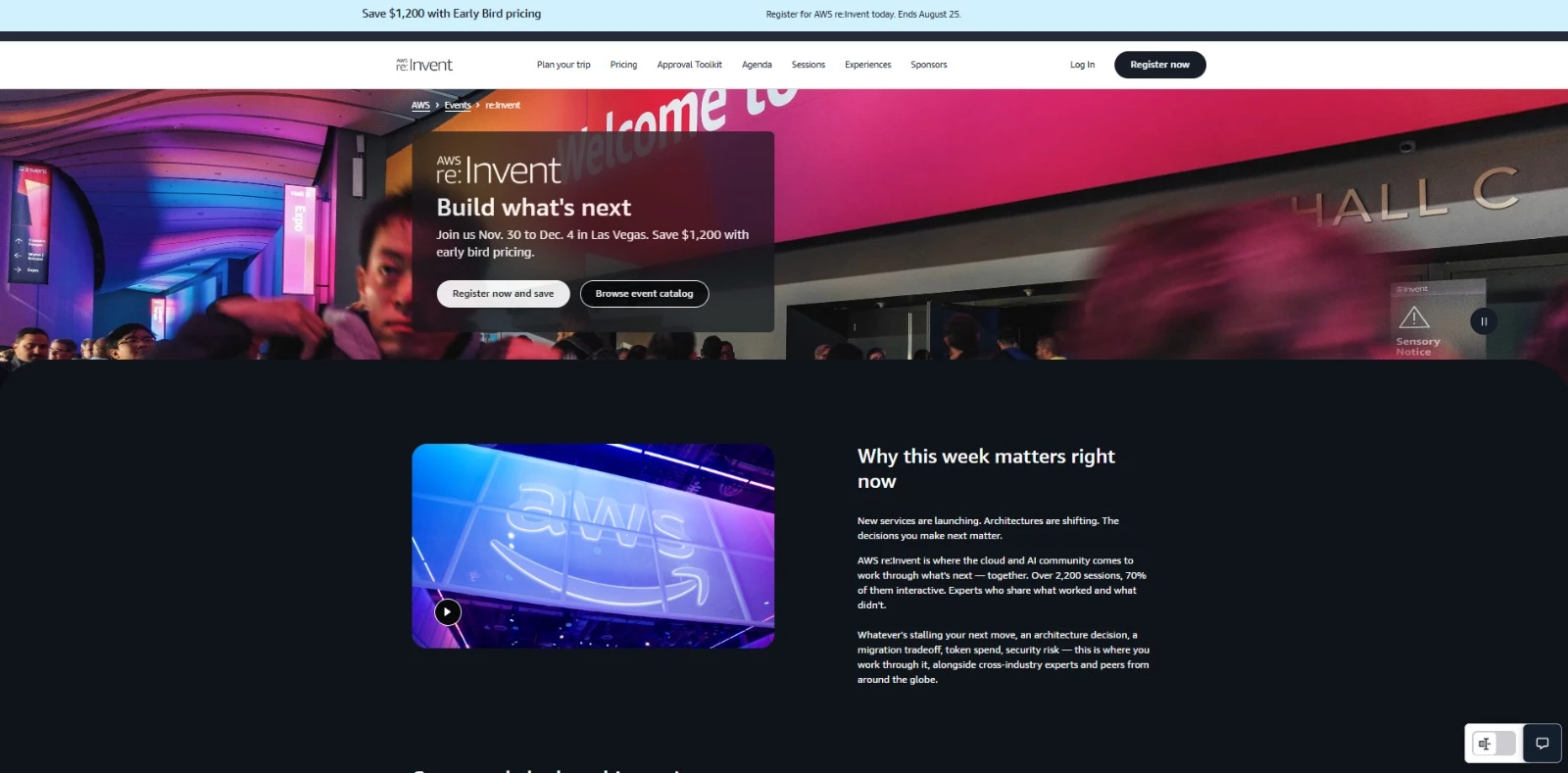 AWS re:Invent homepage