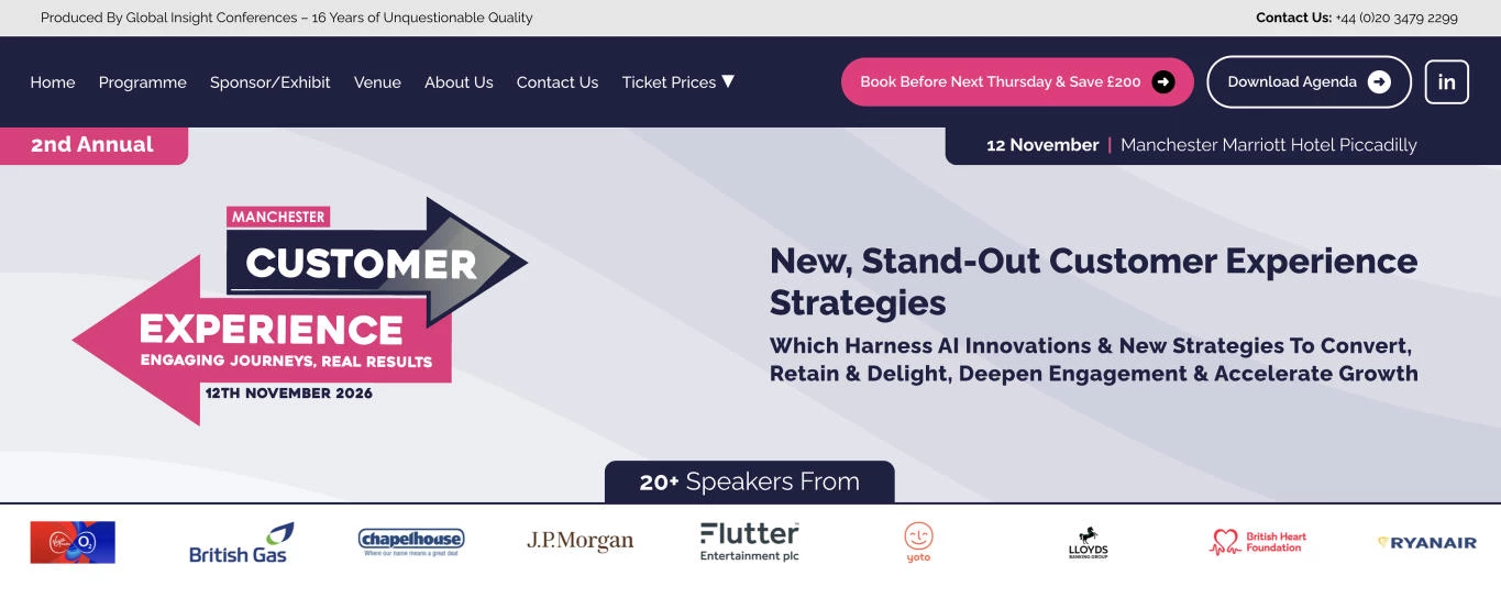 Customer Experience Conference Manchester homepage