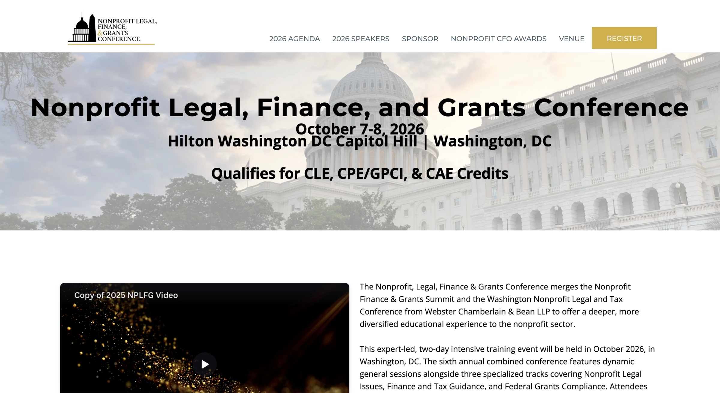 nonprofit legal, finance, and grants conference homepage