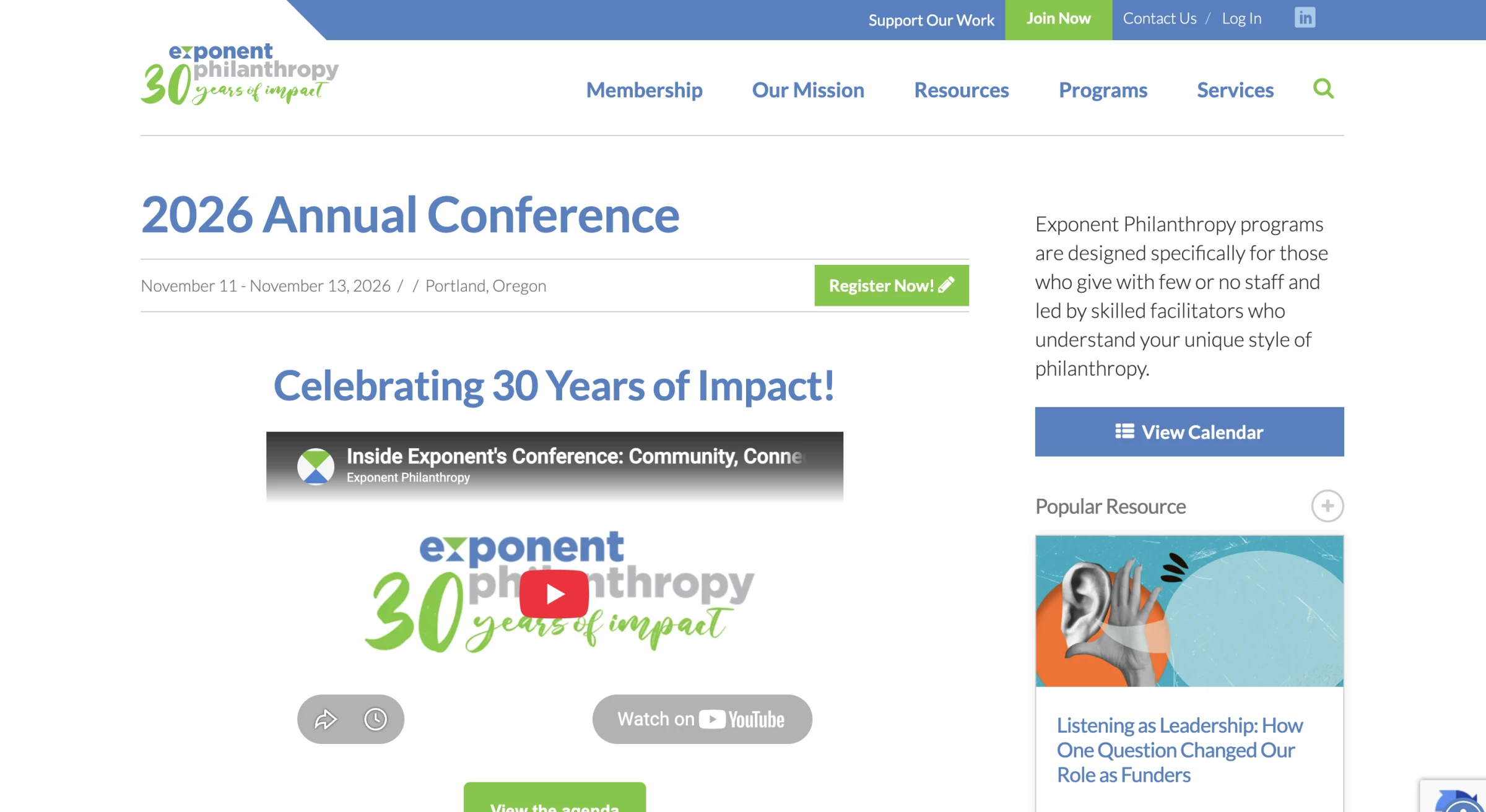 Exponent Philanthropy homepage