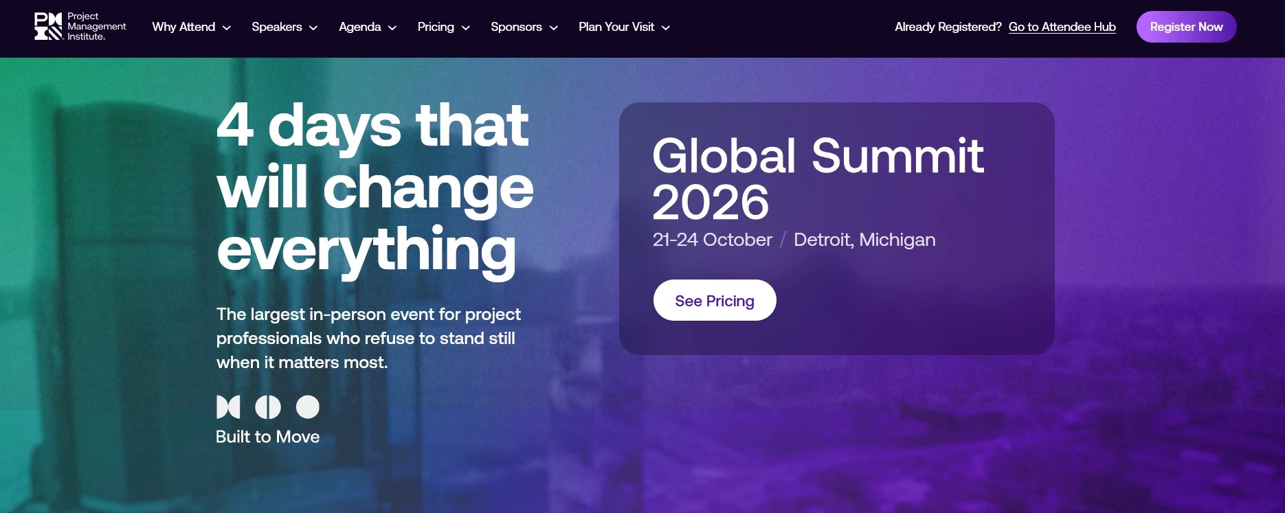 PMI Global Summit project management event homepage.