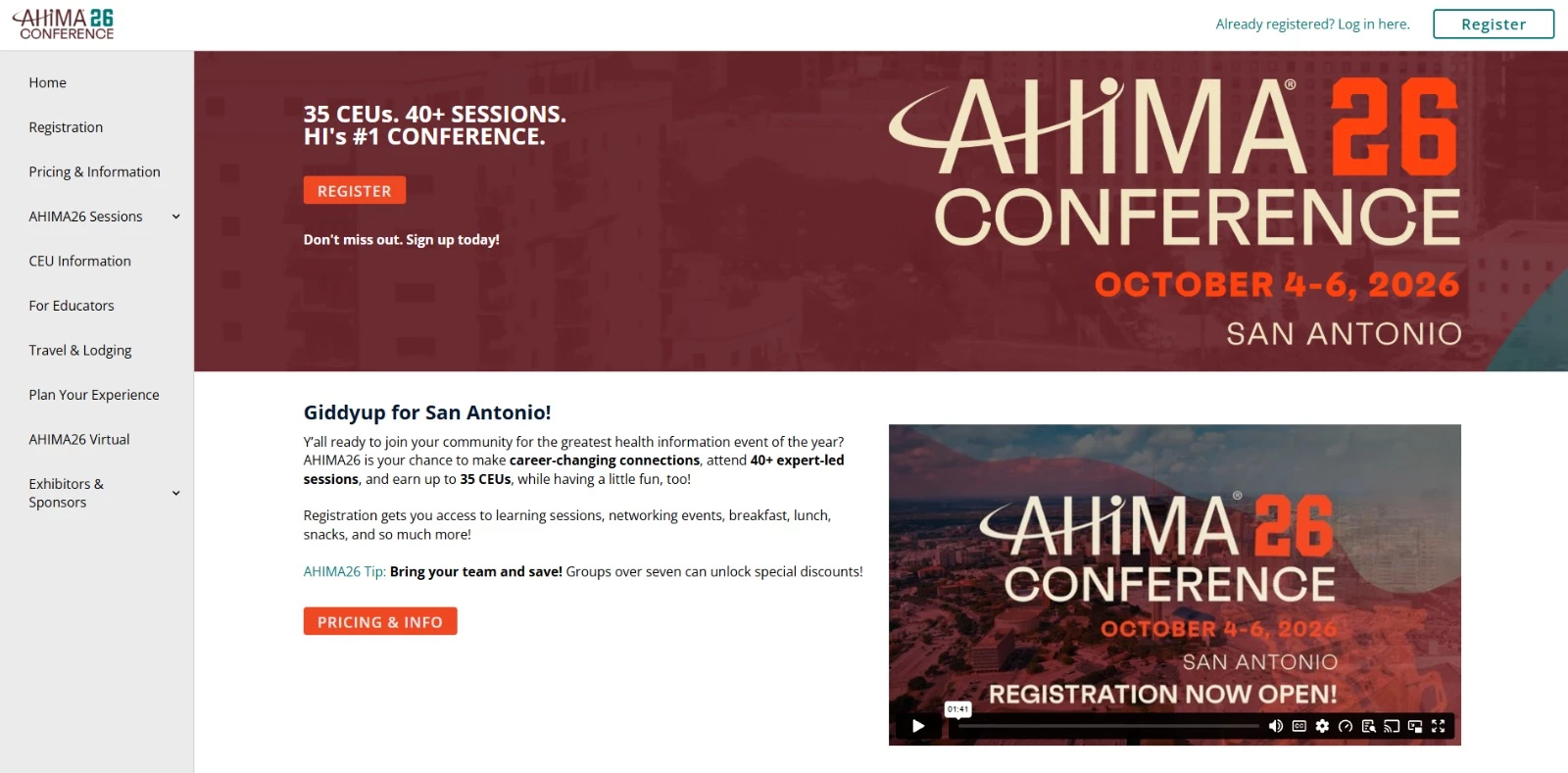 AHIMA26 Conference homepage