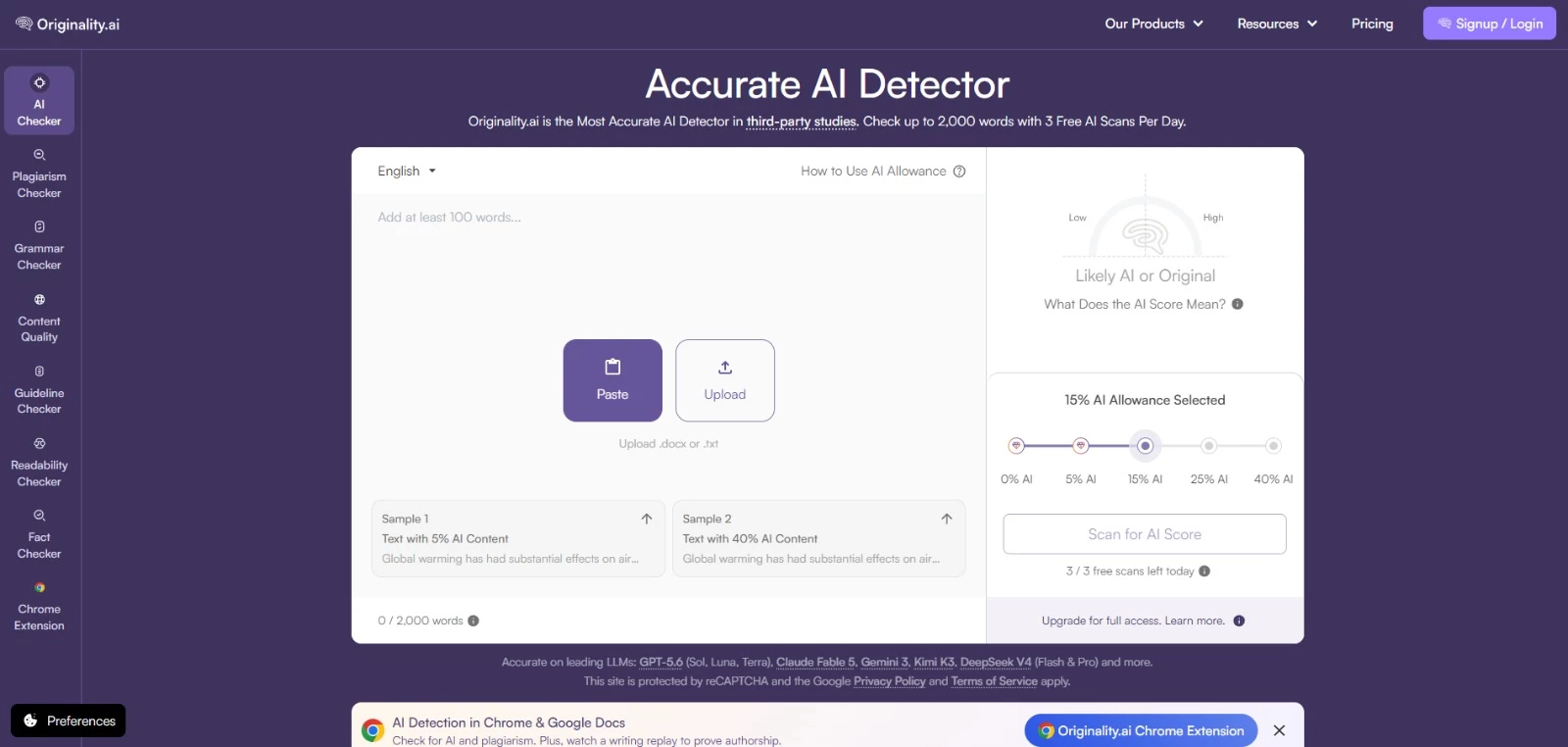 Originality.ai homepage