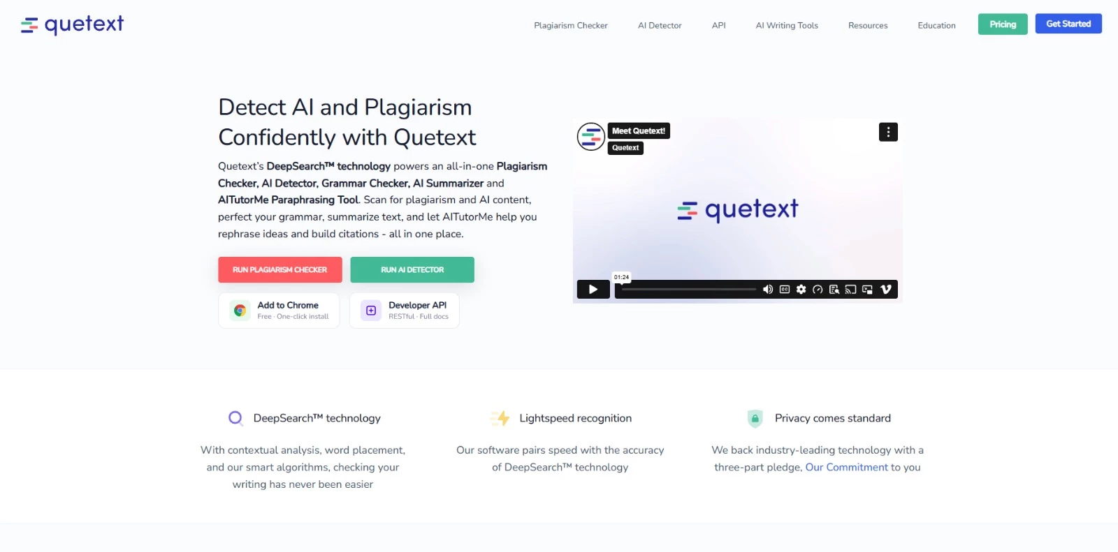 Quetext homepage