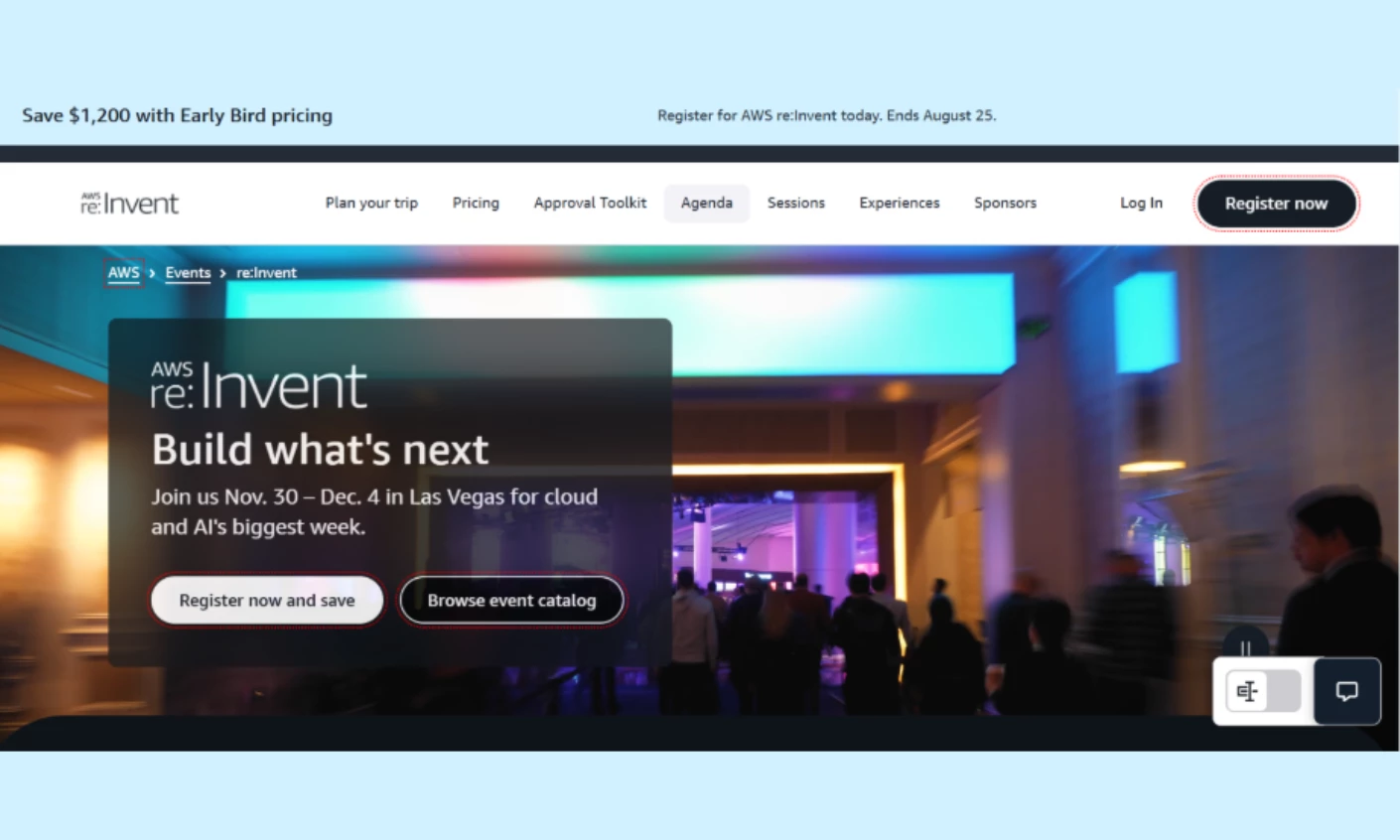 AWS re:Invent 2026 AWS re:Invent cloud computing conference homepage