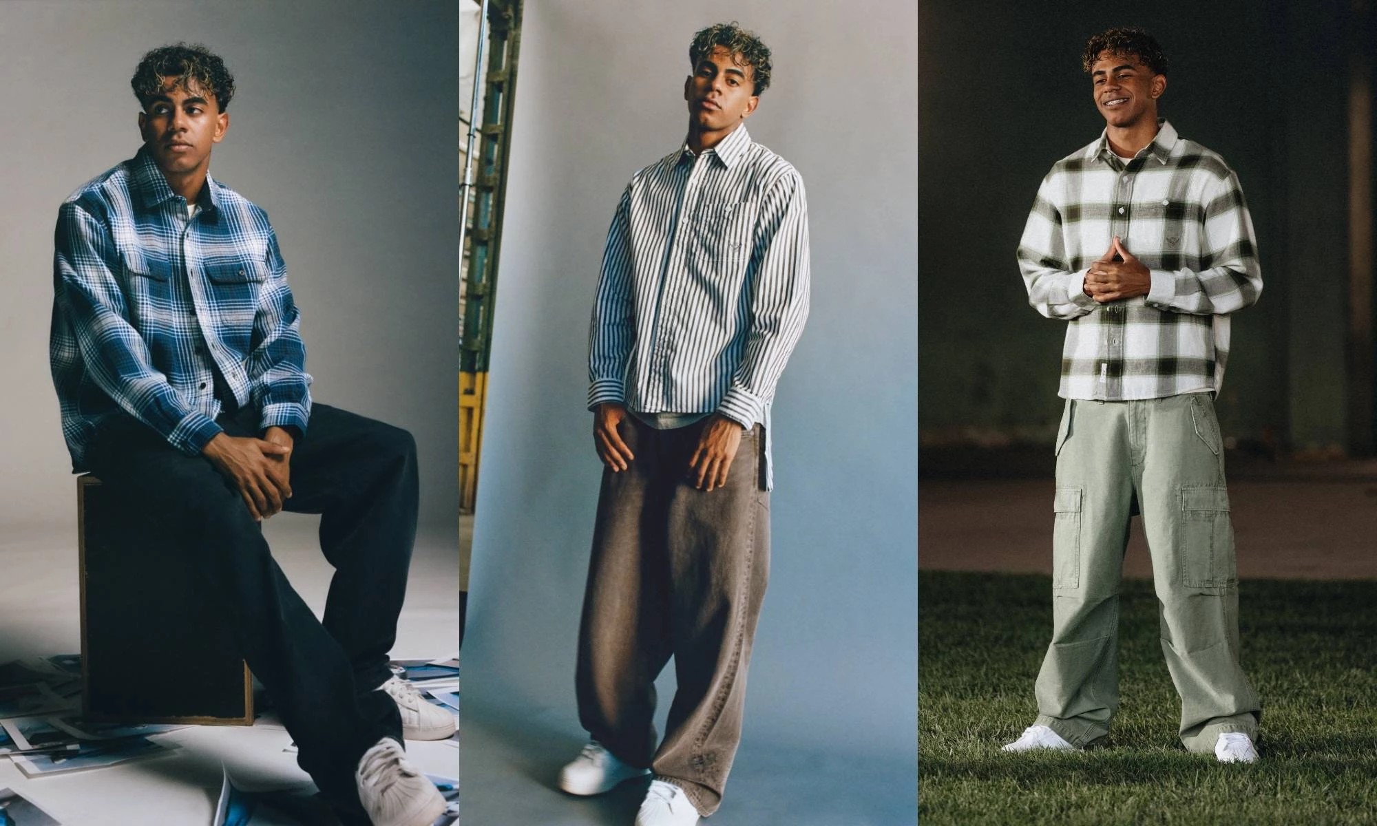Yamal posing in different AE fits from the new collection.