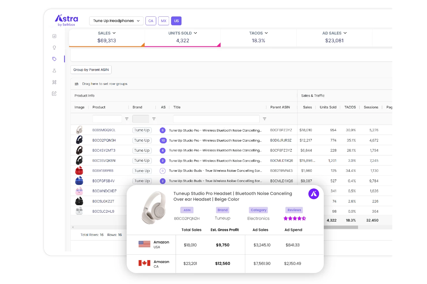 Astra by Sellrbox UI website