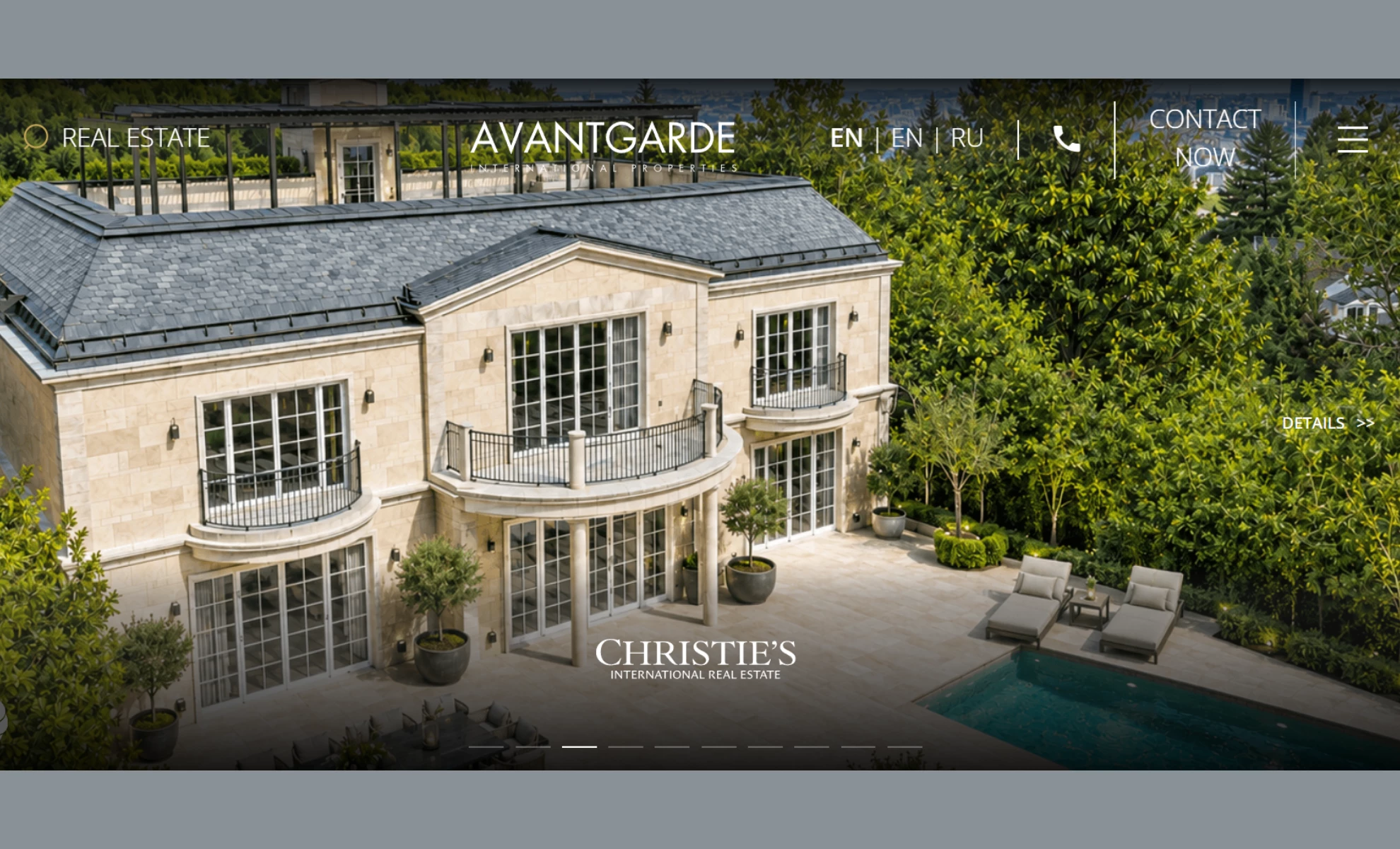 Avantgarde Properties Website Design Avantgarde Properties luxury real estate website design homepage