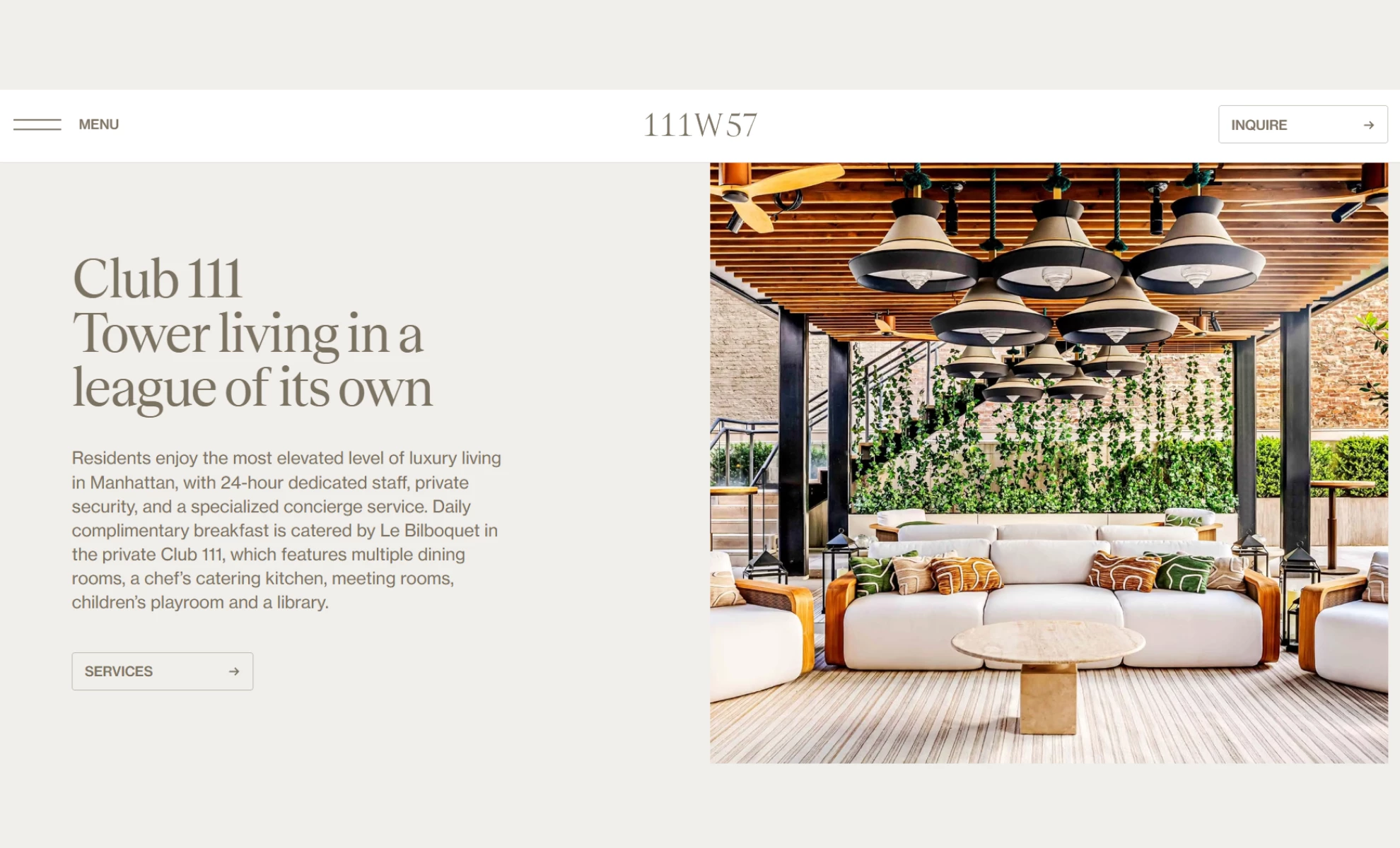 111 West 57th Street Website Design 111 West 57th Street luxury residential real estate website design homepage